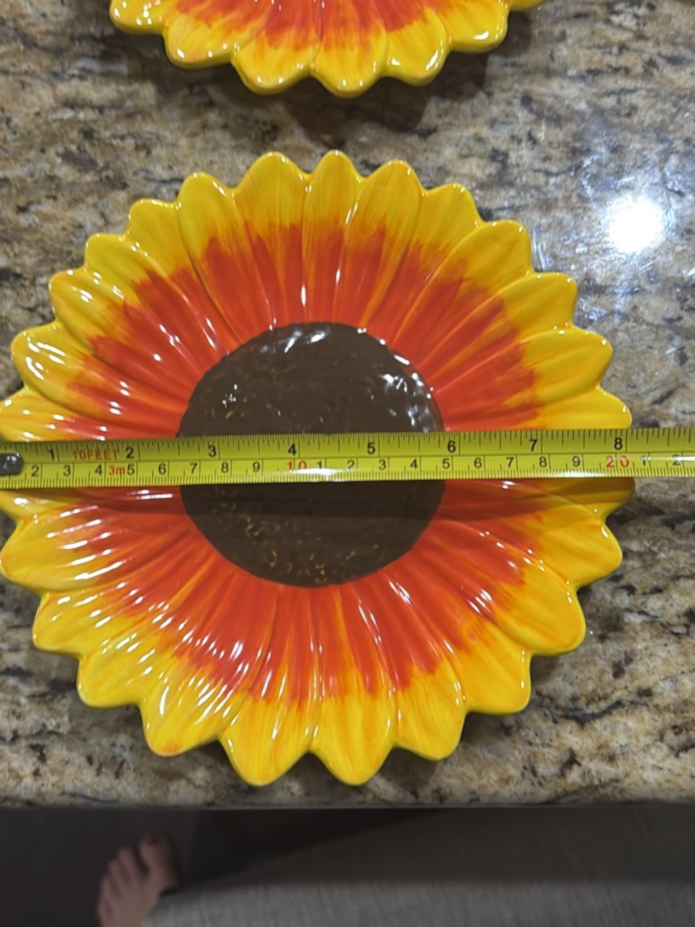 Set of 4 / 8” Sunflower Ceramic Plate Yellow & Orange